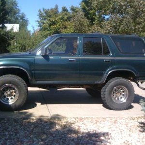 Completed with the bJ spacers, LC springs, extended brake line new cv axel, and shocks