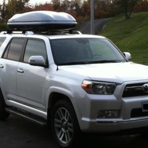 Sport Rack crossbars w/ Thule Evolution 1600 XT cargo carrier. Surprisingly quieter than just having the crossbars on.