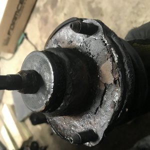 top of rust-welded top hat, taking a good amount of paint with it