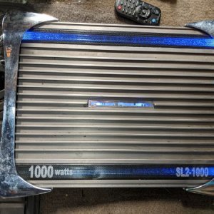Power Acoustik SL2-1000 under the driver's seat. Front speakers are JBL GX602, rear are (I think) Boss Audio CH5530. Sub in the back is a JBL GT-bassp