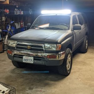 The light bar works. PO decided to buy a big one and mount it on the roof. The hood glare is more than I was expecting, even for matte paint. Works fi