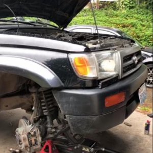 New brake rotor and brake pads. No more steering wheel wobble.
