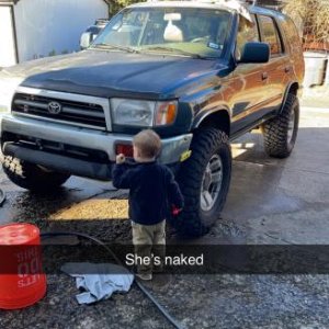 Car wash with a little friend.