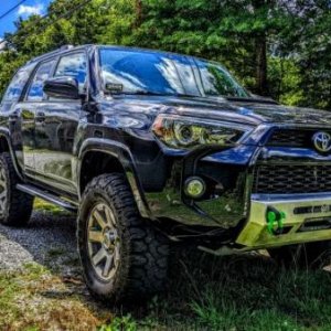 Ironman 4x4 Foam Cell Pro 2.5" lift, Milestar Patagonia 295 tires, Hefty Fabworks Banshee Bumper, Ironman 4x4 9500 lb. winch with synthetic line, Auxb