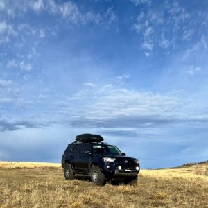 This is a picture of me using the front hitch to add driving lights for our trip that required some remote driving a night on trails and pavement.