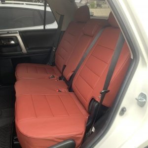Upgraded all seven cloth seats to Lexus (look-a-like) red leather.