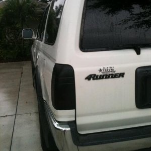 black tails 
limo tint on all sides 
black emblems
