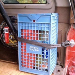 Gear storage: extra clothing, cookpot, food, water, tent.