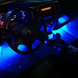 LED mod's Dash gauges, A/C gauges/screen, glove box, floor lights, door lights, map & cargo lights, center console lights added.