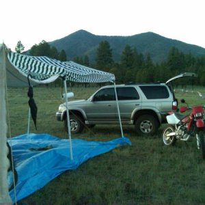 Camping in Flagstaff, that's a after the lift, and a 2001 Honda XR650