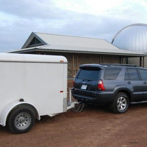 4Runner pulling astronomy trailer to observatory