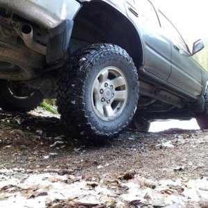 Tire is off the ground.