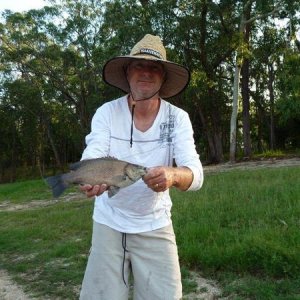Sooty grunter caught on a whole redclaw.
