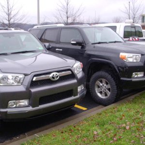 5'' higher in the front with the OW lift and 285's