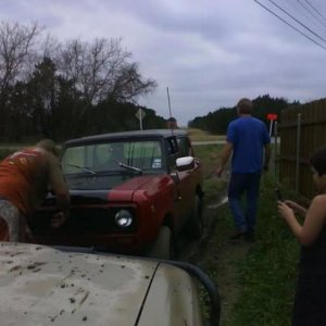 International trucks + drunk guys = getting stuck.
Getting stuck + 4WD Toyota = Getting un-stuck.

One of the first off-road trips with the rebuilt en