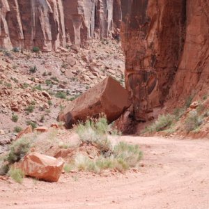 Fallen Rock Drive.  In Canyonlands, Utah.  Yes, you have to drive under that.