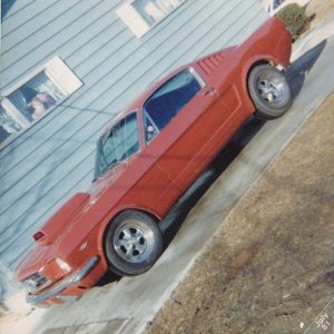 '65 Mustang Fastback, my first car ever!  What you can't see in the pic is just how awful it was under the skin--total rust-bucket.  The things we cho