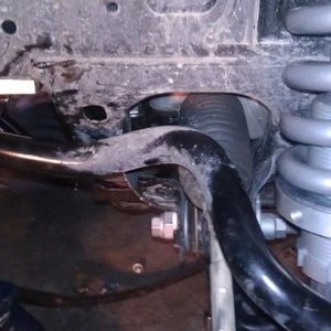 Clearance between coilover and swaybar after swaybar relocate spacers.