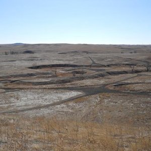 From the top of the first big hill, you can see the creekbed that snakes through the area (dry most the time), plus trails going off everywhere.