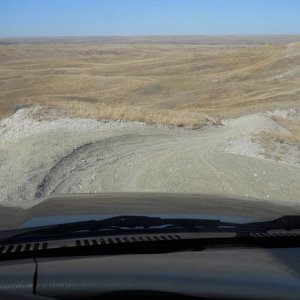 Heading down the front of the big line of hills--things can get ugly here if you forget which one to take!  One is gradual, the others are severe drop