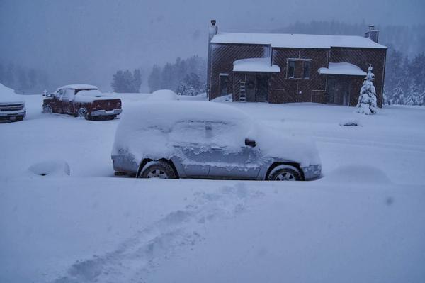18" and counting. When the storm was over we had almost 3 ft.