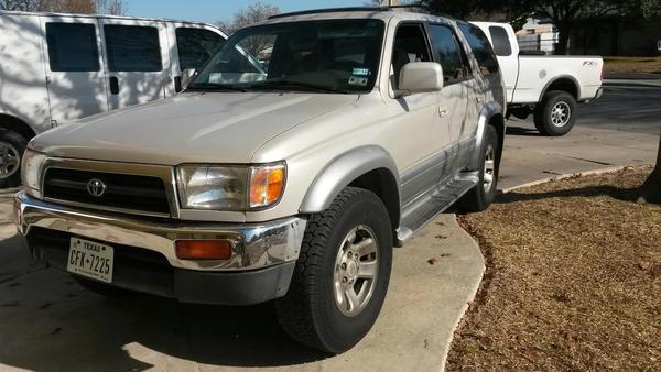 1997 4runner. front bumper hit and bent towards pass side causing tire to rub and breaking valance.