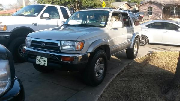 1997 4runner. Front bumper straight, new lower valance and dated running boards removed.