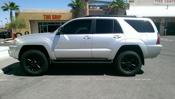 2 1/2 in lift, 285/50/17 hercules terra trac tires, matte black powder coat rims