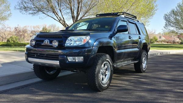 2004 4Runner Sport with ToyTec 3 inch lift, MB Chaos 17x8.5 Wheels, BFG 275.65.R17 ATs, Rola Roof Rack, and KC Fog Lights