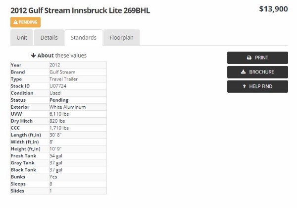 2012 Innsbruck Lite 269BHL specs