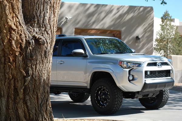 2014 4Runner Trail Edition with KDSS, Toytec BOSS 3-inch lift, LR UCAs, Cooper ST MAXX tires, Fuel Off-Road Boost Wheels, Rigid LEDs, and more...