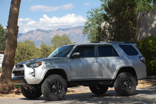 2014 4Runner Trail Edition with KDSS, Toytec BOSS 3-inch lift, LR UCAs, Cooper ST MAXX tires, Fuel Off-Road Boost Wheels, Rigid LEDs, and more...