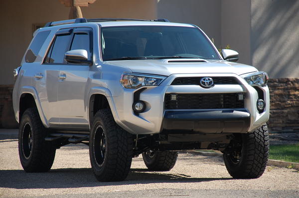 2014 4Runner Trail Edition with KDSS, Toytec BOSS 3-inch lift, LR UCAs, Cooper ST MAXX tires, Fuel Off-Road Boost Wheels, Rigid LEDs, and more...