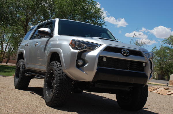 2014 4Runner Trail Edition with KDSS, Toytec BOSS 3-inch lift, LR UCAs, Cooper ST MAXX tires, Fuel Off-Road Boost Wheels, Rigid LEDs, and more...