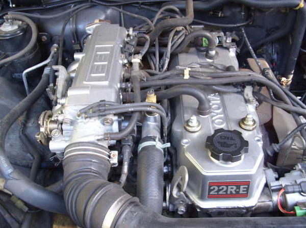 22RE Front View when we Rebuilt the upper portion of the Engine 4 years ago we Powder Coated the Thermostat supply and Valve Cover