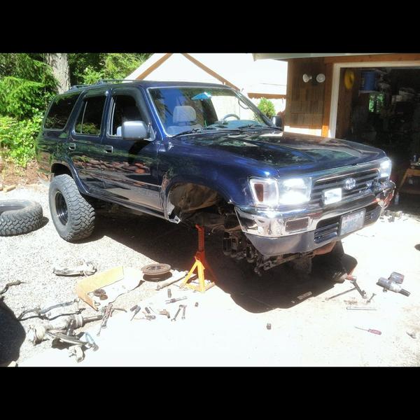 4.5' Rough Country Suspension in progress. Much simpler than expected
