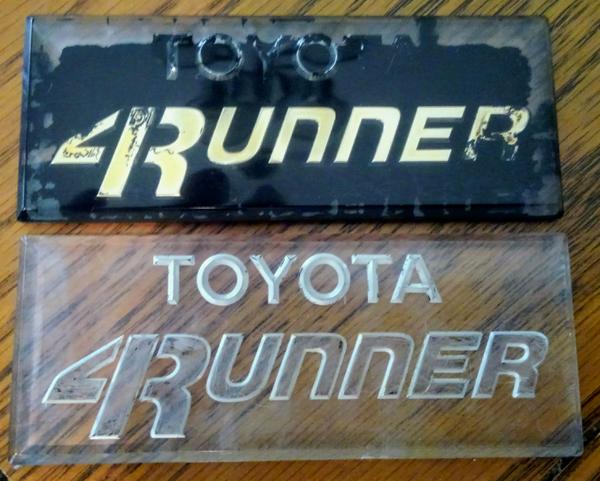 4 Runner Emb 1, I got a pair from the Junk yard and figured out how to take them off with a putty knife.  Cleaned 1 to compare the B4 and after.