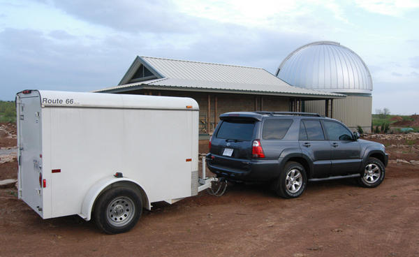 4Runner pulling astronomy trailer to observatory
