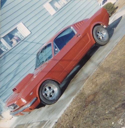 '65 Mustang Fastback, my first car ever!  What you can't see in the pic is just how awful it was under the skin--total rust-bucket.  The things we cho