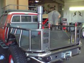 79 Dodge D200 with a 5.9 Cummins, built trans, pneumatic switches for the twin stick, built 60's-geared for 41's with Air Lockers FF/RR.  Huge build s