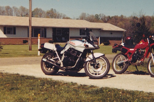 '83 1100 Suzuki Katana--one of the most radical Japanese streetbikes ever.  Based on the blazing-fast GS1100 (for the time, the quickest production bi