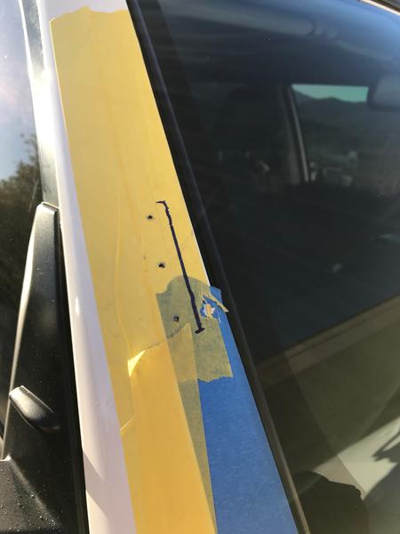a-pillar marked for the bracket