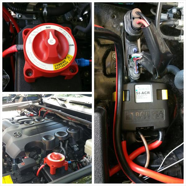 Add a second battery on the other side of the engine bay using a Blue Sea Systems e-Series Dual Circuit Plus Battery Switch and Blue Sea Systems SI-AC