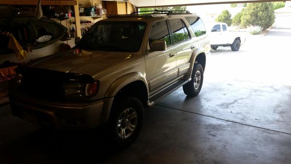 After lift, front:5100's with Eibach coils, rear:1994 FZJ80 Coils and Monroe Gas-Magnum (LC) shocks.