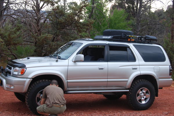 Airing down the tires before the trail.