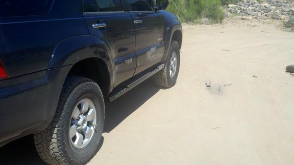 Airing down to cross the dry creek bed