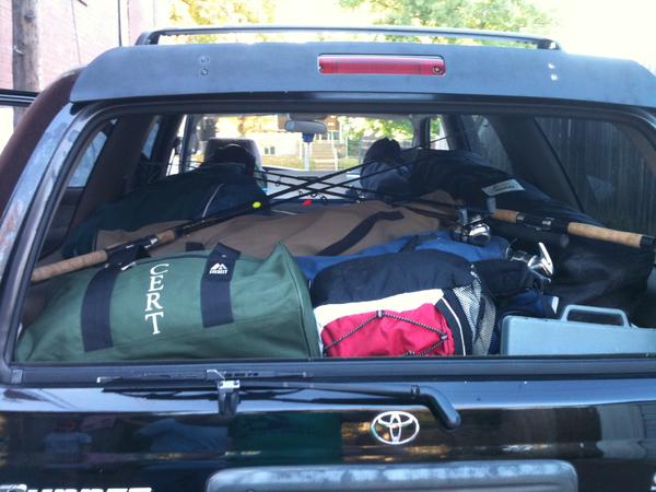 all bunkered down to do some camping, for a day, or maybe a week, who knows!