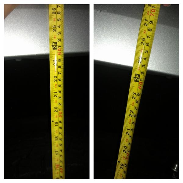 All Pro 3.5" spring measurement of rear center hub to fender. Driver left, passenger right.