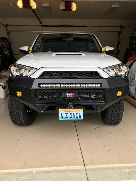 Amber swapped into fog position and added SDHQ brackets and Baja Squadron Pro's for ditch lights