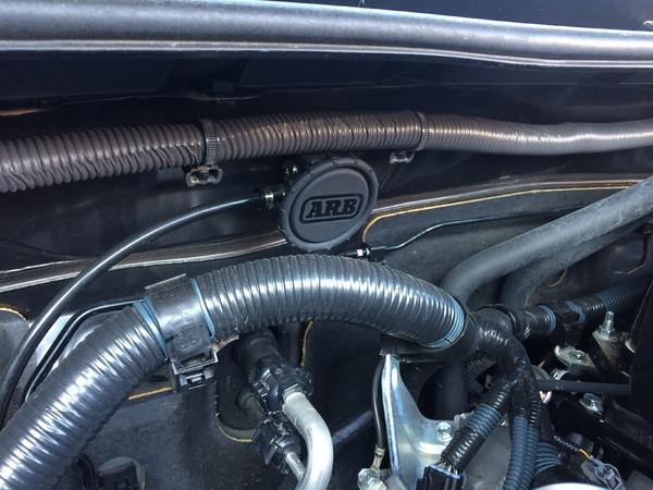 ARB Diff Breather, passenger side in the engine bay.